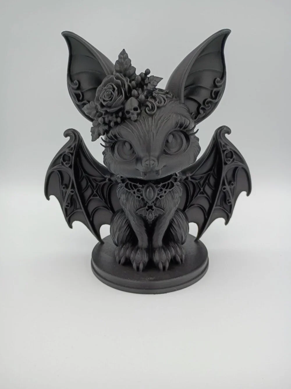 Cute Gothic Bat Figurine, 3D Printed Bat Decor, Gothic Halloween Decoration